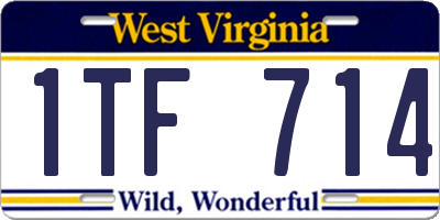 WV license plate 1TF714