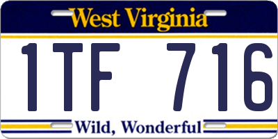 WV license plate 1TF716