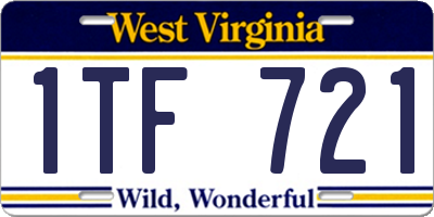 WV license plate 1TF721