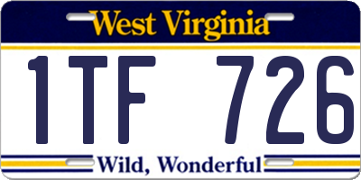 WV license plate 1TF726
