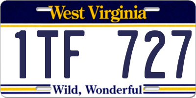 WV license plate 1TF727