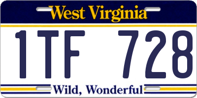 WV license plate 1TF728
