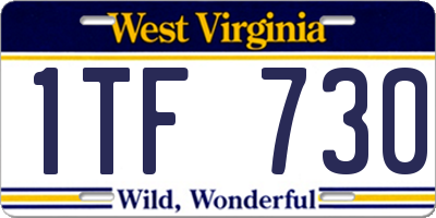 WV license plate 1TF730