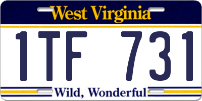 WV license plate 1TF731