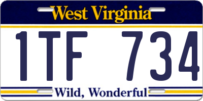 WV license plate 1TF734