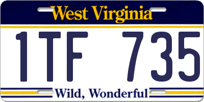 WV license plate 1TF735