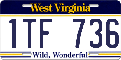 WV license plate 1TF736