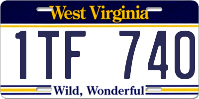 WV license plate 1TF740