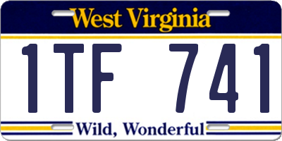 WV license plate 1TF741