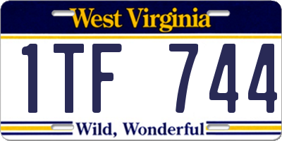 WV license plate 1TF744