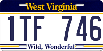 WV license plate 1TF746