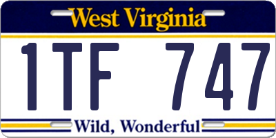 WV license plate 1TF747