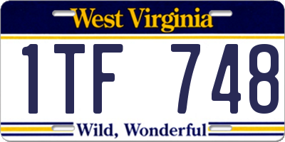 WV license plate 1TF748