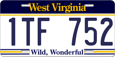 WV license plate 1TF752