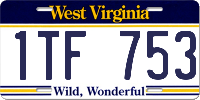 WV license plate 1TF753