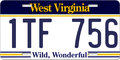 WV license plate 1TF756