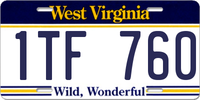 WV license plate 1TF760