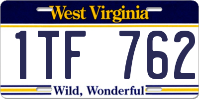 WV license plate 1TF762