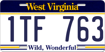 WV license plate 1TF763