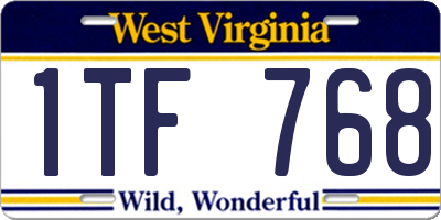 WV license plate 1TF768