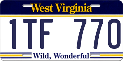 WV license plate 1TF770