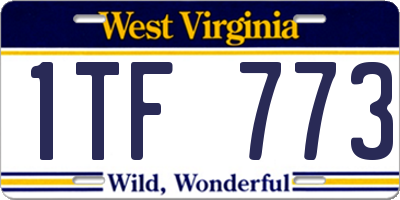 WV license plate 1TF773