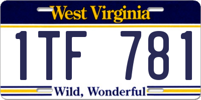 WV license plate 1TF781