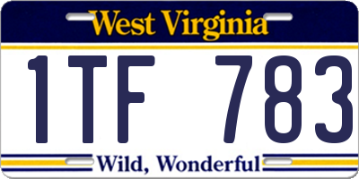 WV license plate 1TF783