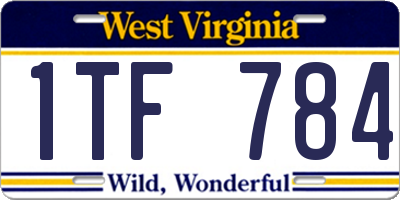 WV license plate 1TF784