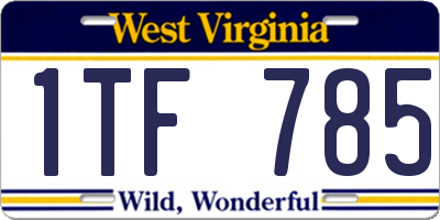 WV license plate 1TF785
