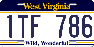 WV license plate 1TF786