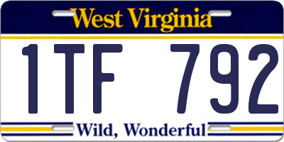 WV license plate 1TF792