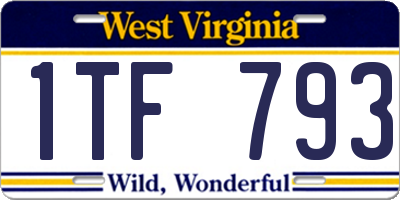 WV license plate 1TF793
