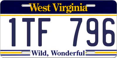 WV license plate 1TF796