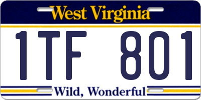 WV license plate 1TF801
