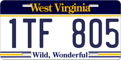 WV license plate 1TF805