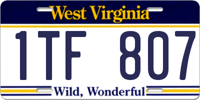 WV license plate 1TF807