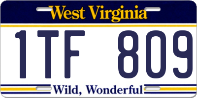 WV license plate 1TF809