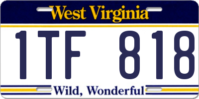 WV license plate 1TF818