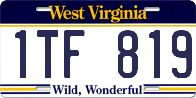 WV license plate 1TF819