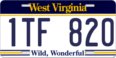 WV license plate 1TF820