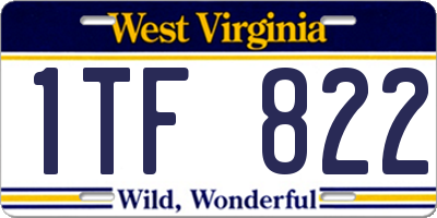 WV license plate 1TF822