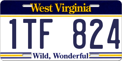 WV license plate 1TF824