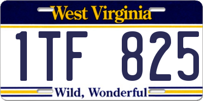 WV license plate 1TF825