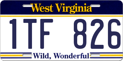 WV license plate 1TF826
