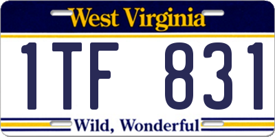 WV license plate 1TF831