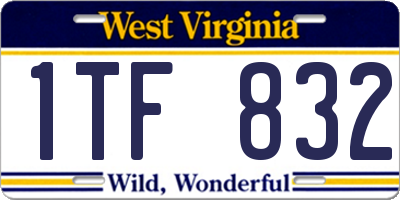 WV license plate 1TF832