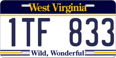 WV license plate 1TF833