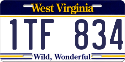 WV license plate 1TF834