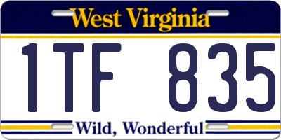 WV license plate 1TF835